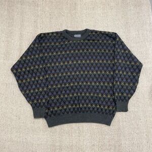 vintage Jantzen sweater mens XL‎ brown 1990s Argyle Pattern